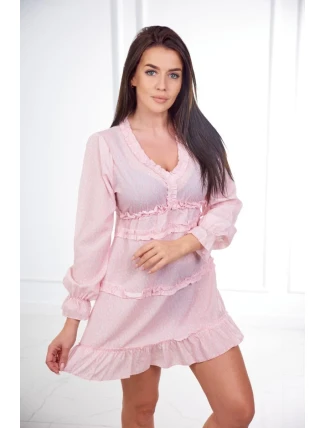 Šaty s ozdobnými volánky pudrově růžové Šaty s ozdobnými volánky pudrově růžové