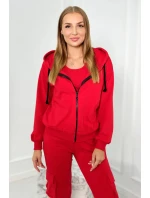 Set 3 v 1 mikina + top + kalhoty červený Set 3 v 1 mikina + top + kalhoty červený