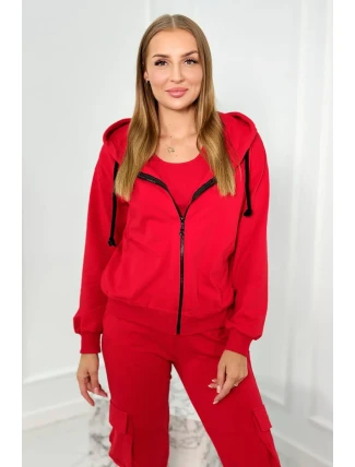 Set 3 v 1 mikina + top + kalhoty červený Set 3 v 1 mikina + top + kalhoty červený