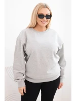 Dámská mikina Plus Size bavlněná basic s kulatým výstřihem šedá Dámská mikina Plus Size bavlněná basic s kulatým výstřihem šedá