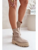 Zazoo 2947 Dámské boty na klíně z přírodní kůže béžové