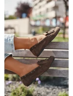 Dámské mokasyny s třásněmi a mašlí tmavě zelené Olivianne