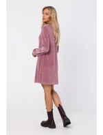 M767 Šaty s výstřihem do V - krepové růžové M767 Šaty s výstřihem do V - krepové růžové
