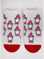 Yoclub Kotníkové vtipné bavlněné ponožky vzor 3 barvy šedé