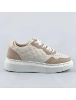 Béžové dámské šněrovací sportovní polobotky (RC-50) Béžové dámské šněrovací sportovní polobotky (RC-50)