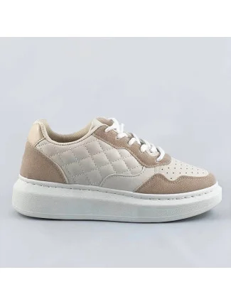 Béžové dámské šněrovací sportovní polobotky (RC-50) Béžové dámské šněrovací sportovní polobotky (RC-50)