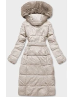 Béžová dámská bunda s kožešinovým límcem (AG6-28)