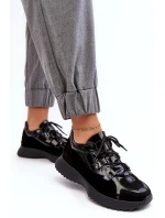 Kožené lakované dámské sportovní boty M01/2 Zazoo Černé