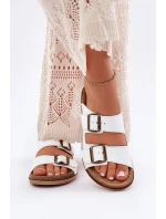 Dámské Kožené Pantofle S Průhledy Inblu AA0002KU Bílé