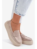 Mokasiny z přírodního semiše na platformě Vinceza Béžové