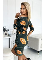 13-165 Sportovní šaty s kapsami - zelené + oranžové rty