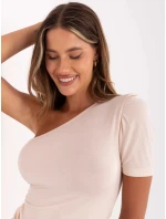 Světle růžové dámské tričko přes jedno rameno (190101)