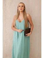 Mušelínové šaty na ramínka tmavá máta Mušelínové šaty na ramínka tmavá máta