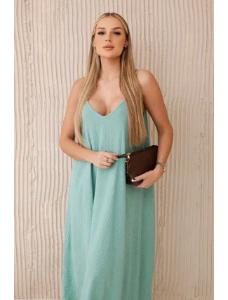 Mušelínové šaty na ramínka tmavá máta Mušelínové šaty na ramínka tmavá máta