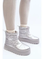 Dámské sněhule na masivní platformě stříbrné Fionia