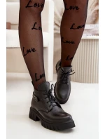 Zazoo 60483 Dámské Kožené Boty S Nízkým Zvrškem Zateplené Černé