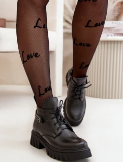 Zazoo 60483 Dámské Kožené Boty S Nízkým Zvrškem Zateplené Černé