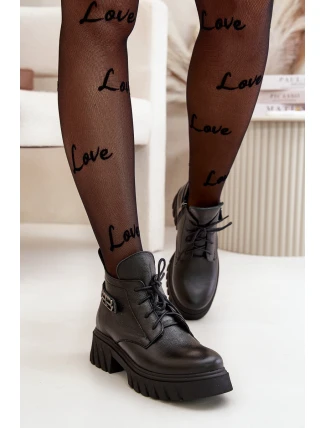 Zazoo 60483 Dámské Kožené Boty S Nízkým Zvrškem Zateplené Černé