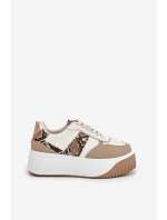 Dámské Tenisky Na Masivní Platformě Zvířecí Vzor Béžové Telanila