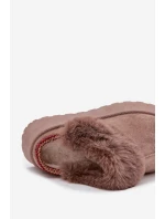 Dámské sněhule na platformě s kožešinou a výšivkou tmavě béžové Querina