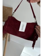 Kožená semišová kabelka s třásněmi bordová Jessira Kožená semišová kabelka s třásněmi bordová Jessira