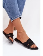 Dámské ploché sandály s pásky Eko semiš Černé Florane