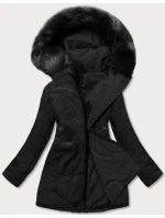 Černá teplá oboustranná dámská zimní bunda (w610)