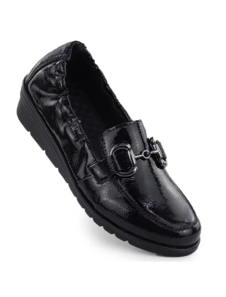 Dámské polobotky z lakované kůže na platformovém podpatku černé Rieker L5352-00