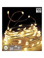 DRÁTĚNÉ SVĚTLO GIRLANDA NA BATERIE 100 VEDL TEPLÁ BÍLÁ BLESK