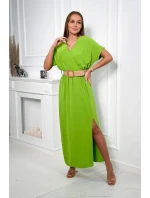 Dlouhé šaty s ozdobným páskem kiwi Dlouhé šaty s ozdobným páskem kiwi