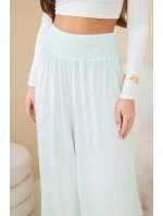 Dámské viskózové kalhoty s elastickým pasem mátové