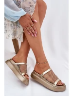 Zdobené dámské sandály na platformě se síťkou S.Barski MY51-016 zlaté