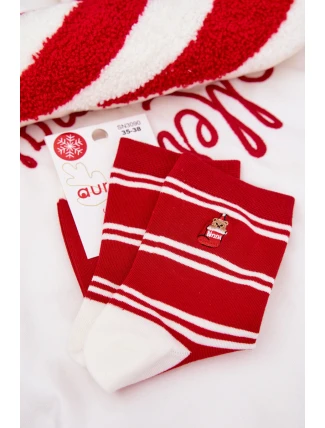 Dámské Vánoční Ponožky Pruhy A Medvěd Červené Dámské Vánoční Ponožky Pruhy A Medvěd Červené