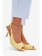 Ženské sandály na podpatku žluté Sevina