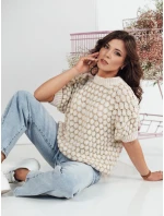 Dámský oversize svetr PINGOL béžový FashionStreet MY2306