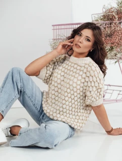 Dámský oversize svetr PINGOL béžový FashionStreet MY2306