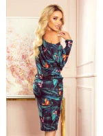 Sportovní dámské šaty se vzorem barevných motýlů a s kapsičkami 13-119