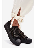 Dámské tenisky s krajkou na platformě Lee Cooper LCW-26-44-4479 Černé