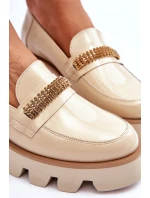 Módní mokasíny na platformě s ozdobou Laura Messi 2600 béžová