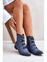 Zateplené dámské boty na zip modré Evalith