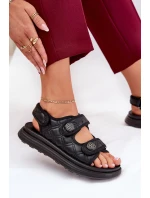 Dámské sandály s ozdobnými detaily na suchý zip černé Zoliner