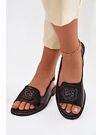 Dámské sandály na nízkém podpatku s ozdobou S.Barski KV61-6016 Černé