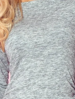 Dámské šaty s 3/4 rukávem světle šedé - Šedá - Numoco