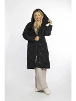 Volná černá dámská bunda s ozdobným prošíváním Ann Gissy (AG1-J9161)