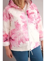 Dámská jarní bunda Plus Size s květinovým vzorem světle růžová