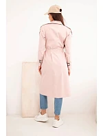 Dámský kabát vázaný v pase s límcem tmavý pudrový růžový Dámský kabát vázaný v pase s límcem tmavý pudrový růžový