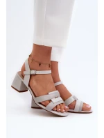 Dámské sandály na podpatku z ekologické kůže Sergio Leone SK894 šedé