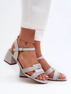 Dámské sandály na podpatku z ekologické kůže Sergio Leone SK894 šedé