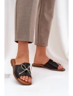 Sandály Na Ploché Podešvi S Ozdobnou Mašlí Černé Deonelis