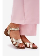 Kožené sandály na jemném podpatku Zazoo 40372 zlaté